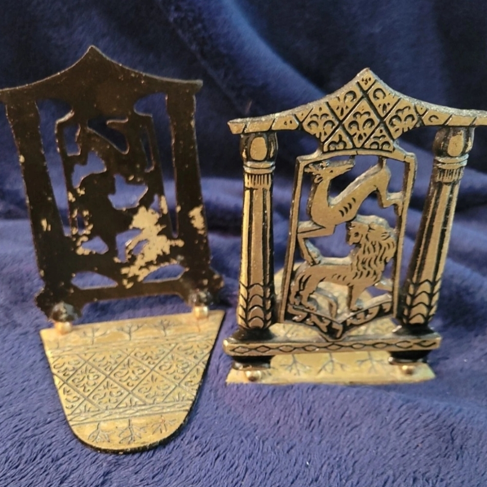 Vintage Brass Bookends Israel 5" X 3.5"